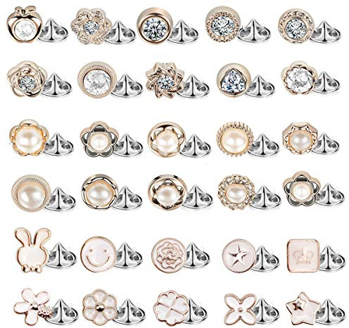 NATUCE Lot de 30 broches de sécurité pour femme - Pour couvrir une chemise - Empêche l'exposition accidentelle - Petite boucle anti-lumière pour cardigan, vêtements, pull, chapeau, Perle, strass