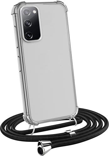 MyGadget Handykette für Samsung Galaxy S20 FE - [ TPU Hülle mit verstellbaren Band ] - Handyhülle mit Handyband zum Umhängen Kordel Schnur Case Schutzhülle - Schwarz
