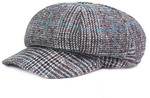 Ruicheng Ballongmössa dam vinter tweed Newsboy basker skärmmössa, blå, 56/58 cm