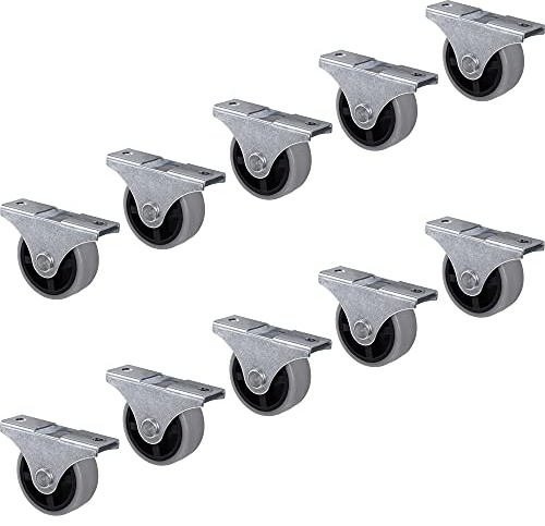 Gedotec Design Bockrollen mit Anschraubplatte | 10er Set - Transportrollen für alle Böden | Kunststoff grau | CASTOR | Rollen-Ø 40 mm | Tragkraft 25 kg | Möbelrollen - Geräte-Rollen inkl. Schrauben