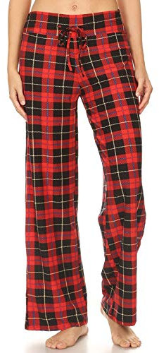 Leggings Depot Pyjamahose mit Kordelzug für Damen, weites Bein, lässige Loungehose, bequeme Nachtwäsche, Yogahose, Urlaub Plaid, 1X