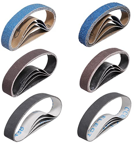 Sruhrak knivslipband 19 x 305 mm – 24 stycken ersättningsslipband set för Ken Onion Edition knivslipare, 4 x 80/120/240/400/800/1000 Grits tygslipband