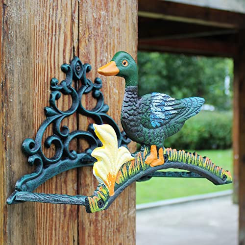 Soporte de manguera de agua de jardín de hierro forjado de hierro forjado, decoración de pared de jardín de casa, soporte de manguera de agua para patos