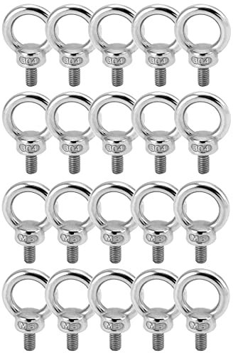 QWORK 20 Pièces M6 Anneau de Levage, M6 Boulons àœil Filetage Mâle, pour Marin Boulons et Équipements de Levage d'Ingénierie (65KG)