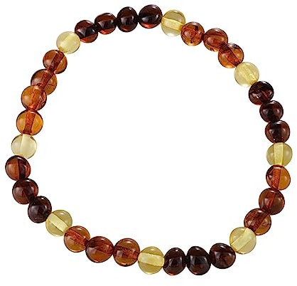 HolidayGiftShops Baltisches mehrfarbiges rundes Bernstein-Armband für Erwachsene, echtes baltisches Bernsteinarmband für Damen, Bernsteinschmuck für Damen, Bernstein-Armbänder für Erwachsene,