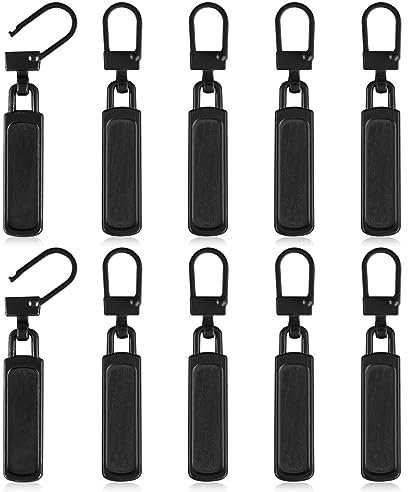 TIESOME 10 Stück Reißverschluss Zipper, Schwarz abnehmbarer Reißverschlussschieber Reißverschluss zipper ersatz Reissverschluss Reparatur Set Ersatzzipper für Koffer Mantel Stiefel Jackenrucksäcke