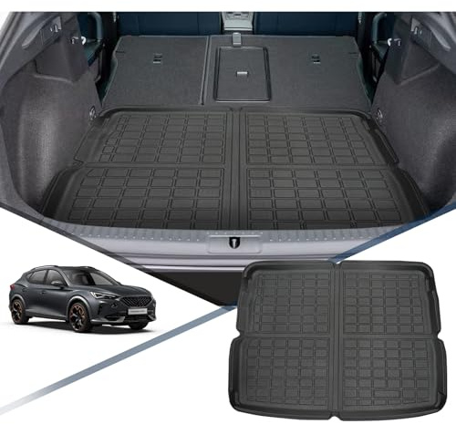 YEE PIN Cupr*a Formentor Kofferraummatte Kompatibel mit Cupra Formentor 2021-2023 Gummi Kofferraumwanne TPE Kofferraumshutz Gummimatte Hoher Rand Rutschfester