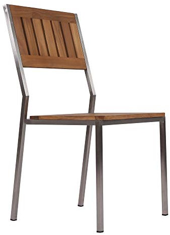 Teako Design Teak Stapelstuhl Cantene (Edelstahl), Teakholz Gartenmöbel, Pflegeleicht, Wetterbeständiger Gartenstuhl, Stapelbar, FLEGT-Lizenziertes Holz, Verw.bereiche: Outdoor, Farbe: Natur