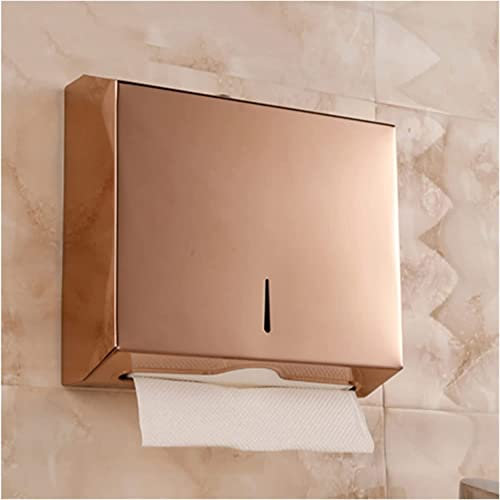 BKEKM Toilettenpapierhalter Wandmontierter Papierhandtuchspender Roségold-Edelstahl-Handtuchspender mit Schloss-Papierhandtuchhaltern für Home Hotel Mode