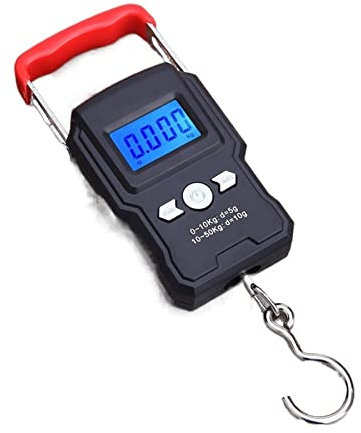 CRBUDY Bilancia da Cucina 50Kg/5g Display Digitale LCD Schermo retroilluminato, Bilancia a Gancio Portatile, Pesca a Doppia precisione, Mini Bilancia Elettronica da Viaggio Acc