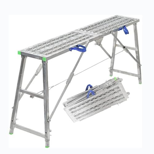 BGFYUSF Gerüstleiter-Arbeitsplattform, Trittleiter-Arbeitsplattform, stabiles tragbares Gerüst für effiziente Bauprojekte – einfache Montage, einstellbare Höhe und Robustes Design (160 x 40 cm)