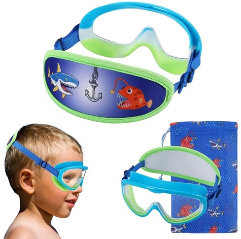 RUIGAO Kids Swim Goggles Age 3-8, Toddler Goggles No Hair Pull,Child Swimming Mask Fabric Strap