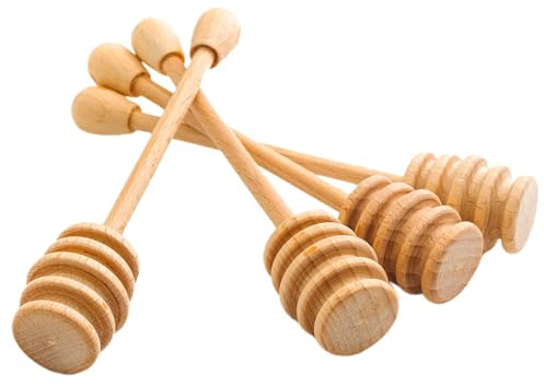 Kitchen 4 Piece Wooden Set Honey Dipper Drizzler Server Spoon Sticks 15 cm