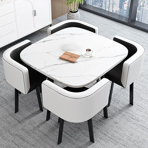 LHXLSH Besprechungstisch Empfang Im Büro Quadratisch Tisch Business, Business-Couchtisch-Set, Kleiner Tisch, für Geschäfte, Besprechungen, Kleine Runde Tische, Büro-Konferenztische(Black)