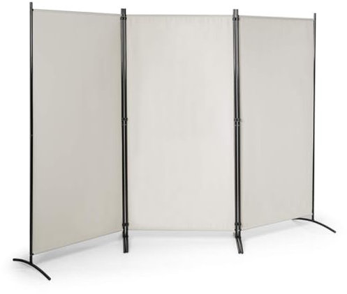 FANTASK 260 x 183 cm, divisorio pieghevole, 3 pezzi, divisorio da parete in metallo e poliestere, frangivista, divisore interno per casa, ufficio, terrazza, extra largo