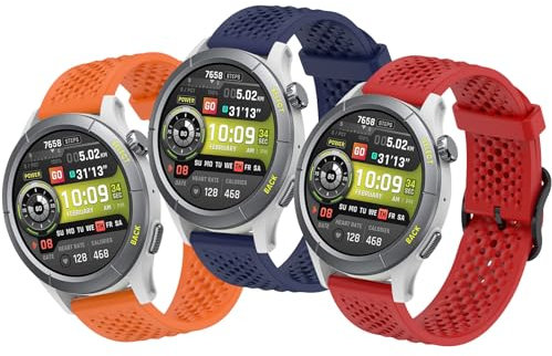 MIJOB 3 Piezas Correas de Silicona Compatibles con Amazfit Balance, Amazfit Cheetah y Amazfit Cheetah Pro, Correa Deportiva Impermeable, Transpirable y Suave, Apta para Hombres y Mujeres
