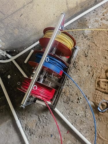 wire reel rack Workplace Wire Caddy Electrical, Small Single Rod Cable Spool Holder Rack - Conduit Display & Storage For Electrical Industrial & Retail Use, Multi Purpose Wire Dispenser Holds Spools