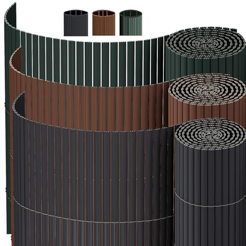 INMOZATA PVC Sichtschutzmatte 90cm Hoch x 500cm Lang mit Dreifach Verstärkung Innen, Garten Balkon Sichtschutz Zaun mit Kabelbindern,Windschutz Wasserdicht ohne Bohren für Balkon Garten Terrasse-Grau