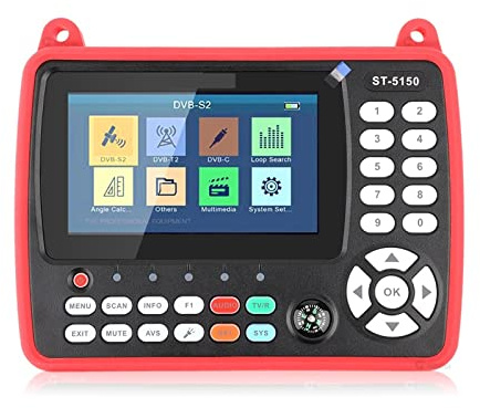 Buscador de señal de satélite digital, ST-5150 DVB-S2/T2/C COMBO HD Satellite Finder Meter H.265 HEVC MPEG-4 QPSK 8PSK 16APSK Pantalla TFT LCD de 4,3 pulgadas para ajustar la señal de TV por satélite
