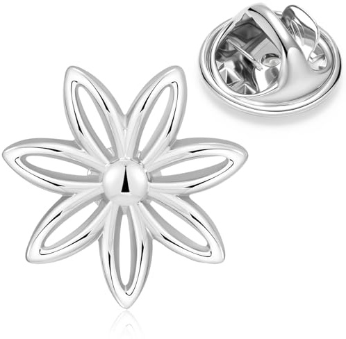 HONEY BEAR 1 Stück Broschen Pins Gänseblümchen für Herren/Damen Anzug Hemd, Geschäft Hochzeit Geschenk,Silber