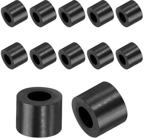 QUARKZMAN 12 Stück Gummi Unterlegscheiben Gummispacer 20mm Außendurchmesser x 10mm Innendurchmesser x 15mm Höhe Schwarz Runde Distanzhülsen Dicke Gummischeiben Gummi Abstandshalter