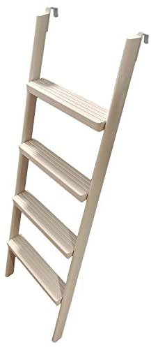 Scaletta regolabile in metallo a 4 gradini per letti a castello per camper, design antiscivolo con pedale largo, ricambio resistente, altezza 130 cm, colore bianco, sistema di aggancio sicuro