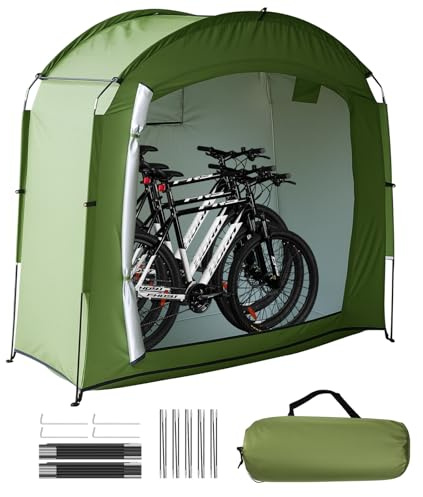 Bike Storage Shed Tent,Outdoor Portable Bicycle Storage Sheds with 210D Oxford Fabric Waterproof for 1-3 Bikes,Bike Covers Shelter for Motorcycle,Garden Tools,Toys,Lawn Mower（Green）