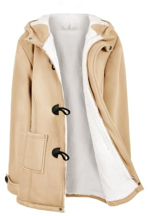 Vancavoo Wintermantel Damen Warm Winterjacke Elegant Plüsch Jacken Mantel Winter Fleece Hoodie Coat Kapuzenjacke