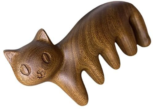 FRCOLOR Kopfmassage Gerät Leichtes Kopfmassagegerät mit Breiten Zinken aus Sandelholz in Katzenform Niedliches zur Entspannung Massagegerät für Kopfhaut für Zuhause