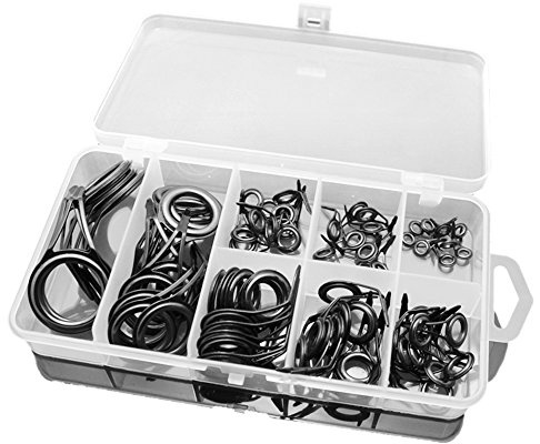 Asyduey 75Pcs / Lot gemischte Groesse Angelruten Fuehrer Spitze Linie Ringe Angelruten Fuehrer Fuehrer Spitzen Satz Reparatur-Installationssatz DIY -Ringe