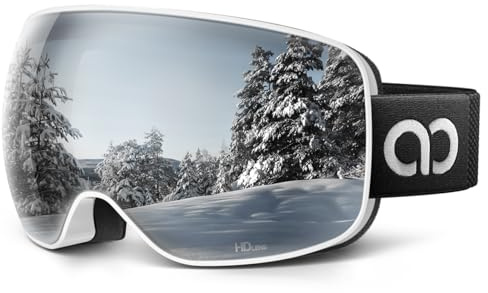 Lamicall Skidglasögon, skidglasögon – 【HD sfärisk lins】 Anti-bländning anti-dimma snö/snowboardglasögon med bred OTG över hjälm kompatibel, UV400-skydd för män och kvinnor