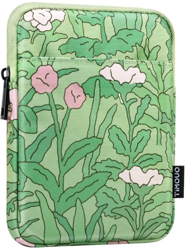 TiMOVO 6–7 tums fodral för e-läsare book Paperwhite/Colorsoft Signature Edition, skyddande fodral, bärväska för e-läsare/Oasis och kobo-enheter, grön blomma