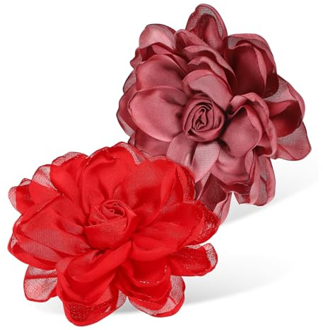 Healeved 2stücke Stoffblume Brosche Blumennadel für Damenkleider Kleine Blumenbrosche Rosenbrosche für Hochzeitsfeier Party und Geburtstagsgeschenk