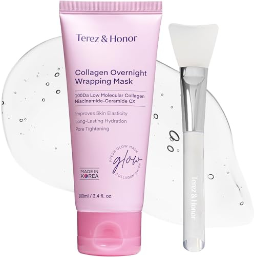 Terez & Honor Collagen Night Wrapping Mask 100 ml - Korean Overnight Peel-Off Sleeping Gel Mask for Hydration, Elasticity & Radiant Glass Skin with 100 Da Ultra-Low Molecular Collagen, Made in Korea