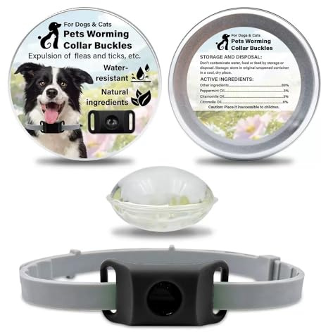 Flea Tags for Dogs, Dog Natural Flea and Tick Control Collar with 4 Months Protection, Silicone Waterproof & Adjustable for Small/Medium/Large Dog, Perfect for Swimming, Rain & Outdoor Use