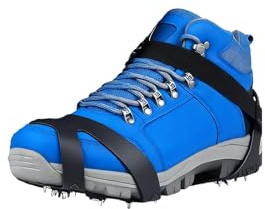 Crampons Ice Cleats Traction with 2 Adjustable Straps, 11 Spikes Ice Grips for Shoes And Boots, Anti-Slip Crampons for Hiking Boots for Walking Hiking Climbing On Snow & Ice (XL)