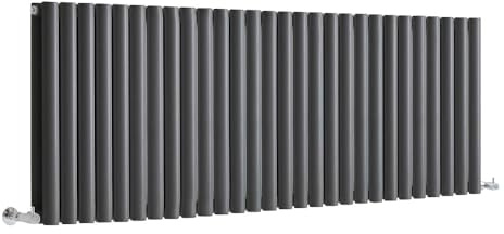 MILANO Anthracite Horizontal Double Oval Panel Radiator 595 x 1652mm