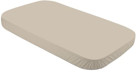 Waldin Spannbettlaken, Babybett 7in1, Jersey Baumwolle | Groß 124 x 73 cm, Farbe Dunkelbeige, Oeko Tex zertifiziert, Rutschfest, Waschbar bei 40 °C