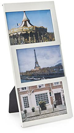 Balvi Portafoto Dijon Colore bianco Capacità: 3 foto da 10x15 cm Portafoto da appoggio Plastica 34x16