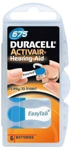 6 St. Duracell Activair 675 / BLAU - für alle Hörgeräte mit Batterietyp 675