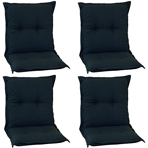 Beo Niedriglehner Auflagen 4er Set Wasserabweisend Barcelona | Made in EU | Gartenstuhlauflagen Niederlehner UV-beständig, fleckenabweisend & waschbar | Atmungsaktive Stuhlauflage in Anthrazit
