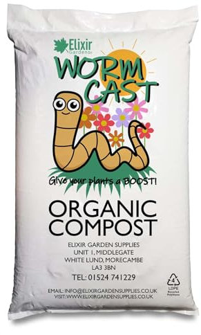 Elixir Gardens | 100% Organic Worm Castings Vermi Compost/Fertiliser/Soil Improver | 2 Litres - 400 Litres Available | 6ltr Bag