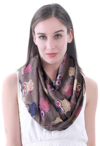 Lina & Lily Damen Loop Schal Schlauchschal mit Eulen-Print