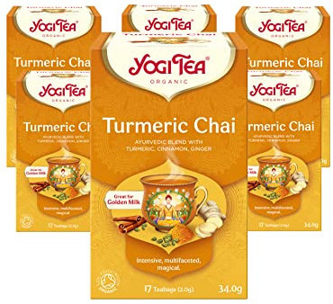 Yogi Tea, Turmeric Chai Organic Herbal Tea, Great for Golden Milk, Blend of Turmeric, Cinnamon and Ginger, Pack of 6 x 17 Bags (102 Tea Bags Total)