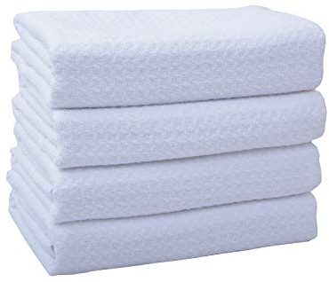 VIVOTE Microfaser Geschirrtücher 40 x 60cm, Weiß Küchentücher, 280g/m² | Weiche und Super Saugfähige fussel freie Geschirrhandtücher für die Reinigung von Küche, spurloses Trockentücher (4 Stück)