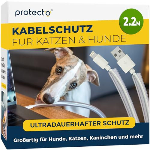 PROTECTO Guaine per Cavi per Animali Domestici – 2,15 m/Ø 5 mm – Trasparente, Ultra Resistente, Flessibile, Inodore, Anti-Morso – Per Cavi Elettrici, USB, RCA, HDMI – Protezione Universale