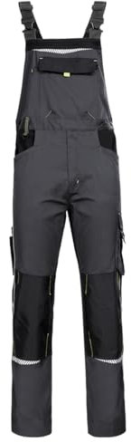 Stenso Salopette da Lavoro da Uomo Prisma con Tasche multifunzionali e per Ginocchiere - Grigio con Elastan EU46