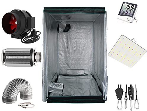 Nito GmbH LED Grow Box/Tent/Zelt 60 x 60 cm x 160 cm Grow Komplettset Aktivkohlefilter Abluft inkl. (120W Flexstar)