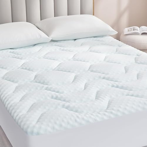 EHEYCIGA Surmatelas 160x200 Mémoire de Forme Blanc pour 2 Personnes