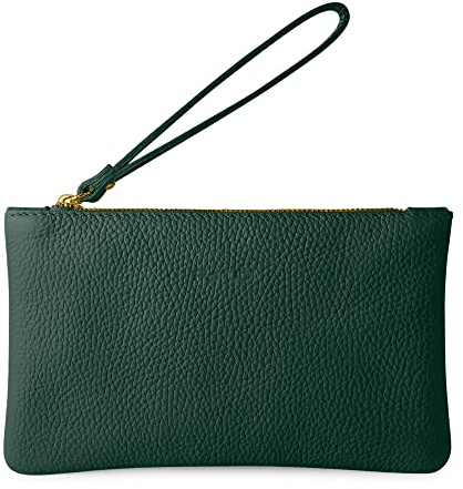 Parubi Pochette de Mano Pequeña, Mini Bolso de Mano con Cuero Suave Auténtico, Made in Italy, Pochette con Cordón y Cierre con Cremallera Elegante para Mujer y Chica (Aura)